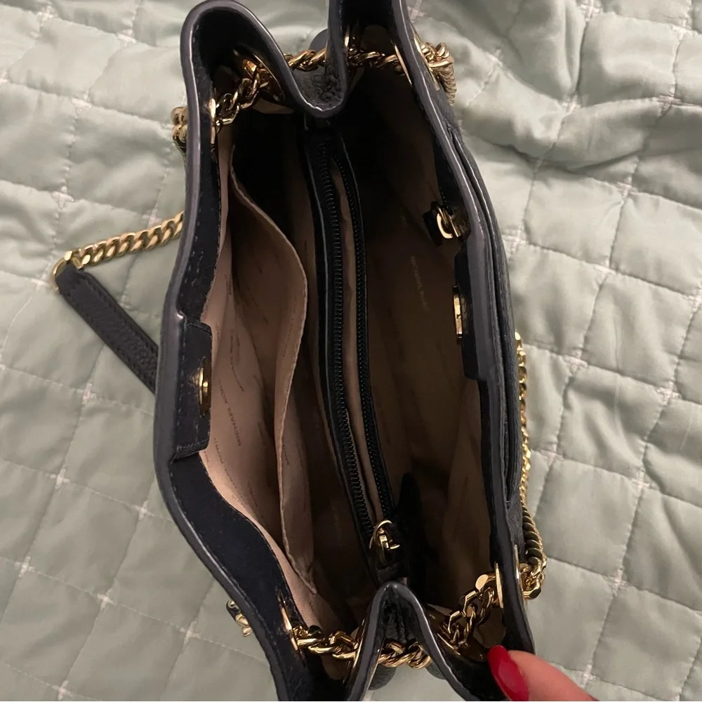 NWOT Michael Kors Gold and Blue Shoulder Bag with Chain Strap - Picture 3 of 3